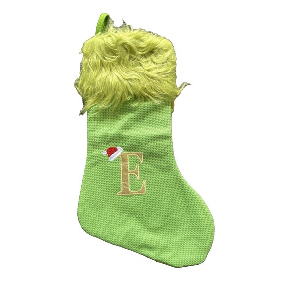 Green Christmas Stockings with Initial E, 18” Knit Monogram Christmas F - Picture 6 of 6